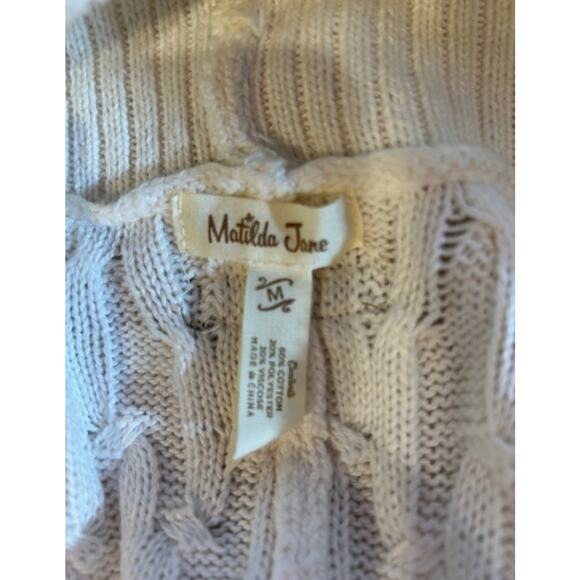 Matilda Jane Cream Cable Knit Heavy Silent Night Boho Cardigan Women Medium - Picture 8 of 8